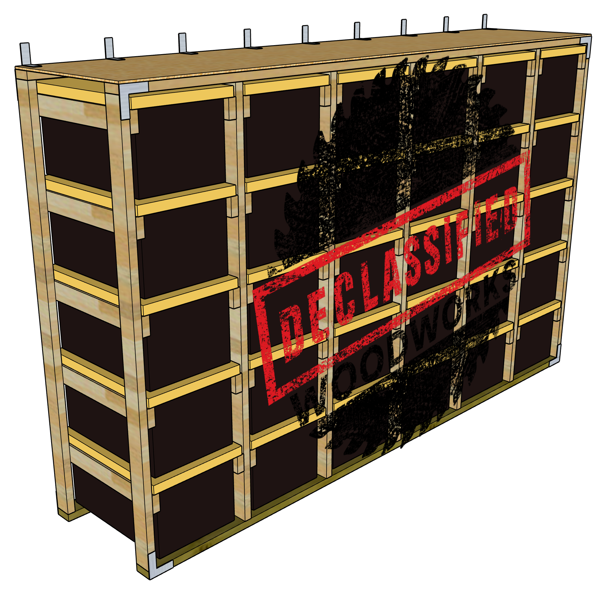 DIY Tote Rack Plans for the HDX 17 gallon bins sold by Home Depot